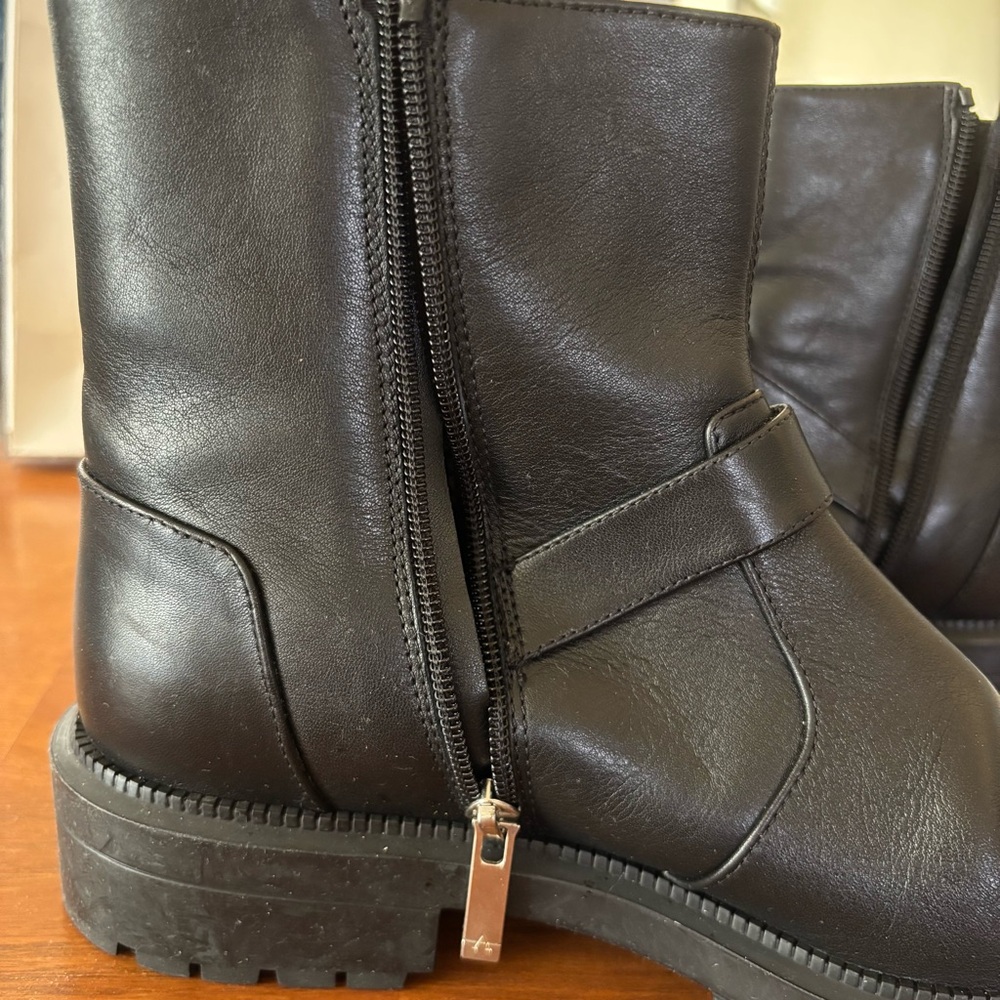 Aquatalia Made in Italy Lillie Moto Black Leather Boot - sz 9.5 - Picture 4 of 11